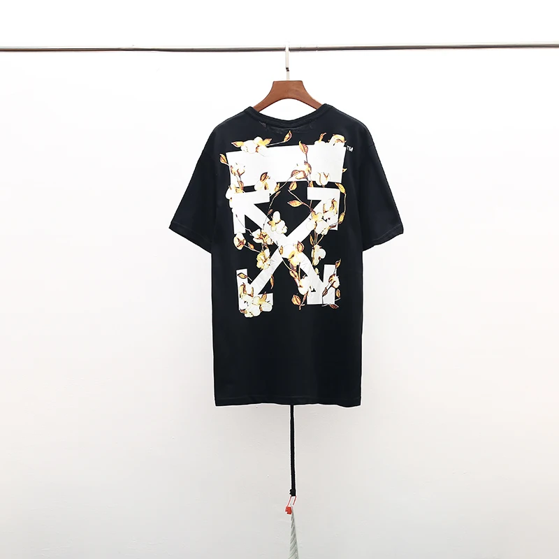 Цветы стрела 19ss Off-White OW для мужчин/женщин унисекс модные парные модели влюбленных хлопок Повседневная футболка с круглым вырезом и коротким рукавом