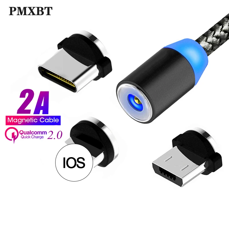 

Magnetic Cable lighting 2.4A Fast Charge Micro USB Cable Type C Magnet Charger 1M Braided Phone Cable For iPhone Xs Samsung Wire