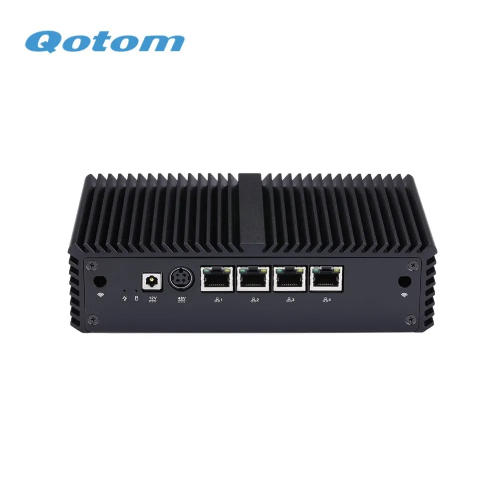 QOTOM брандмауэр ПК безвентиляторный Q710G4 Celeron J3455 AES NI 4 гигабитная LAN POE GPIO WIFI шлюз