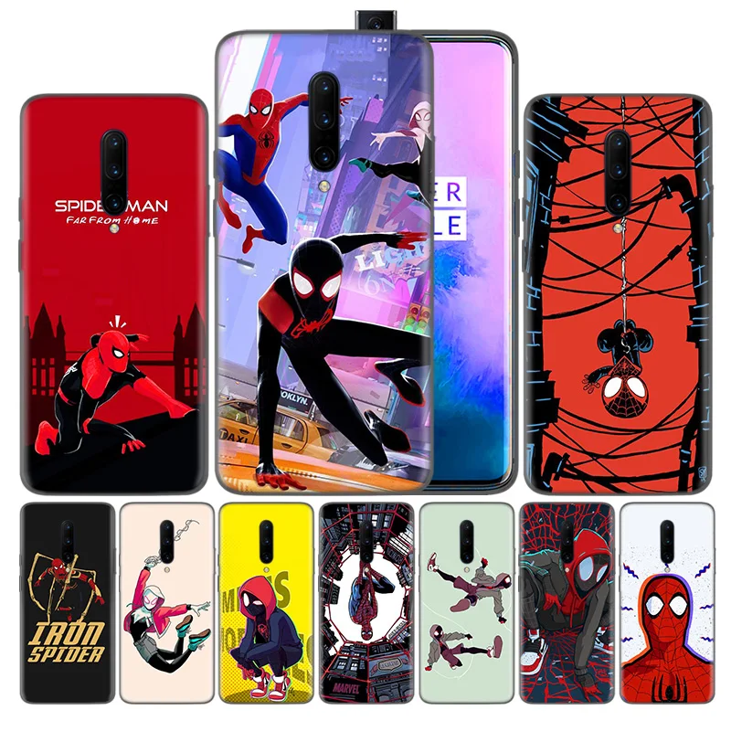 

Luxury Silicone Cell Phone Case For Oneplus 6 6T 7 7 Pro 5G TPU Black Soft Back Cover Protective spider man far from home art