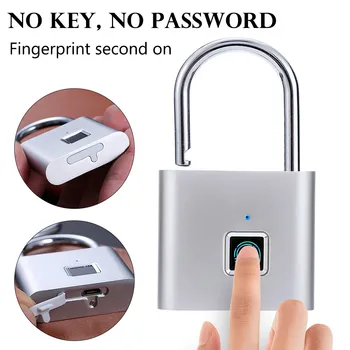

USB Rechargeable Quick Unlock/Easy Carry Smart Fingerprint Padlock/ Keyless USB biometric lock/fechadura biometrica/candado nfc