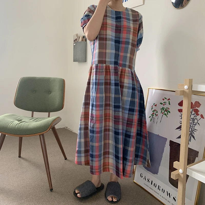 WHITNEY WANG летнее модное уличное корейское стильное клетчатое платье с бантом на спине женское Повседневное платье