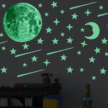 

Fantasy Stickers Girl Boys Bedroom Decoration Glowing Luminous Stars Moon Wall Stickers Hot Sell