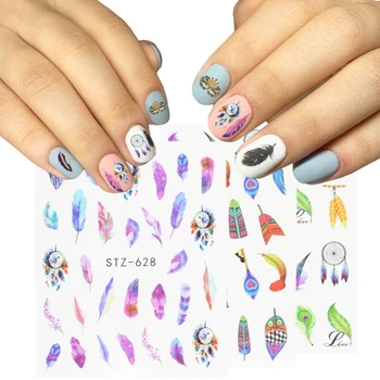 

1pcs Nail Sticker Water Transfer Decals Feather Dream Catcher Design Full Wraps Nail Art Slider Decoration Manicure LASTZ445-448
