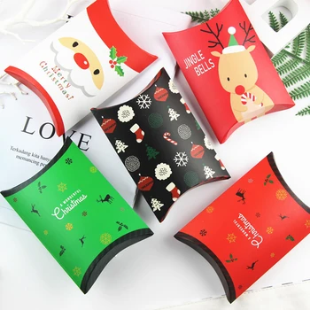 

12pcs Christmas Xmas Pillow Paper Gift Box Festival Candy Package Box for chocolate candy cookie christmas wedding party