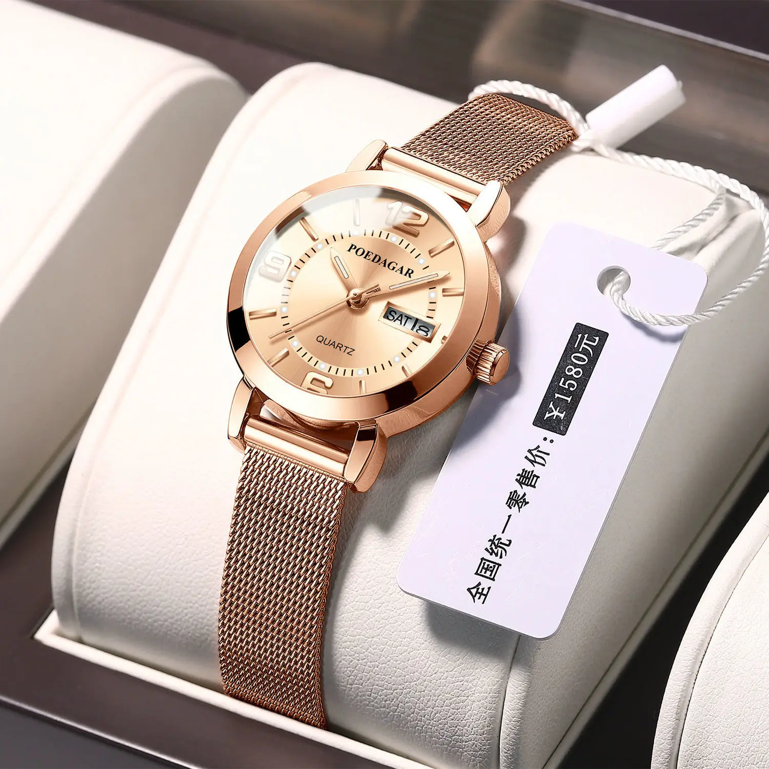 LLS-Reloj de correa para mujer, de cuarzo, resistente al agua, informal, femenino