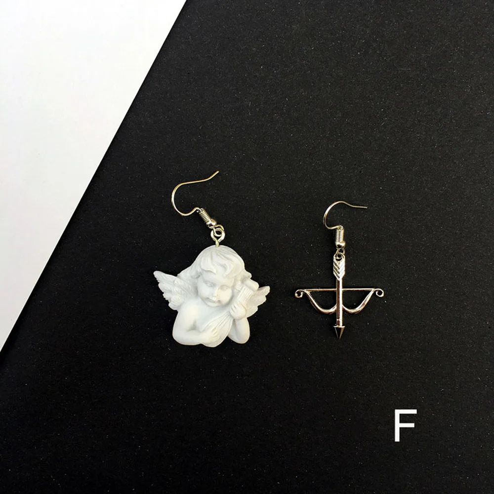 F-asymmetry Earring Милые серьги-подвески в виде ангела Купидона, круглые золотые металлические панк-цепочки, ювелирные изделия для крутых женщин, подарки для девушек - Окраска металла: F-asymmetry Earring