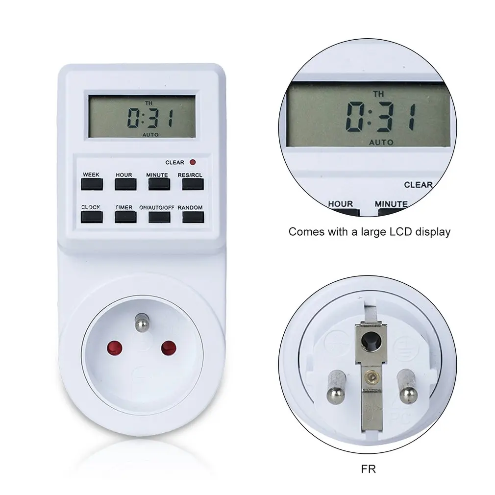 

Digital Small Screen Timer Switch Socket Timer Power Meter Electronic Outlet Socket Programmable Setting for Kitchen