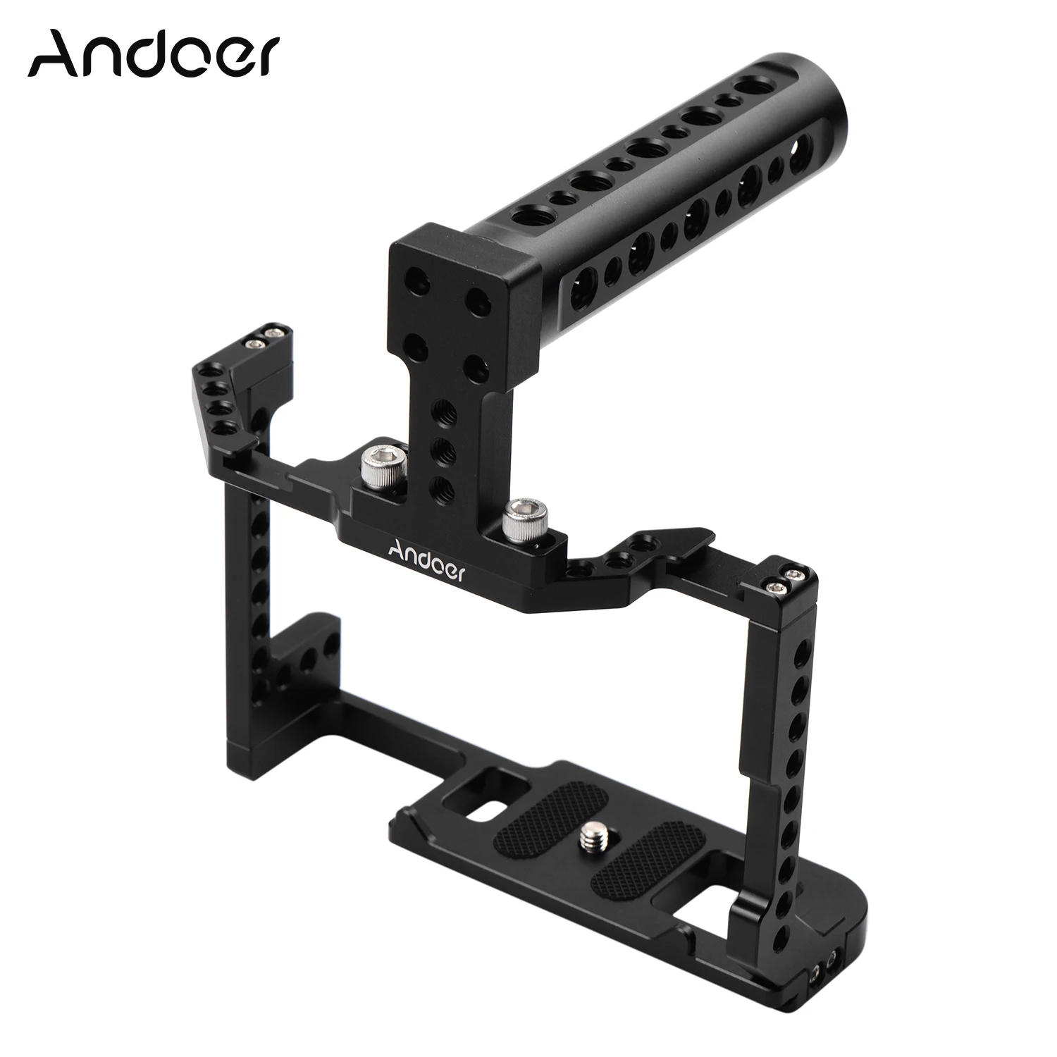 Andoer Camera Cage + Top Handle Kit Aluminum Alloy with Dual Cold Shoe