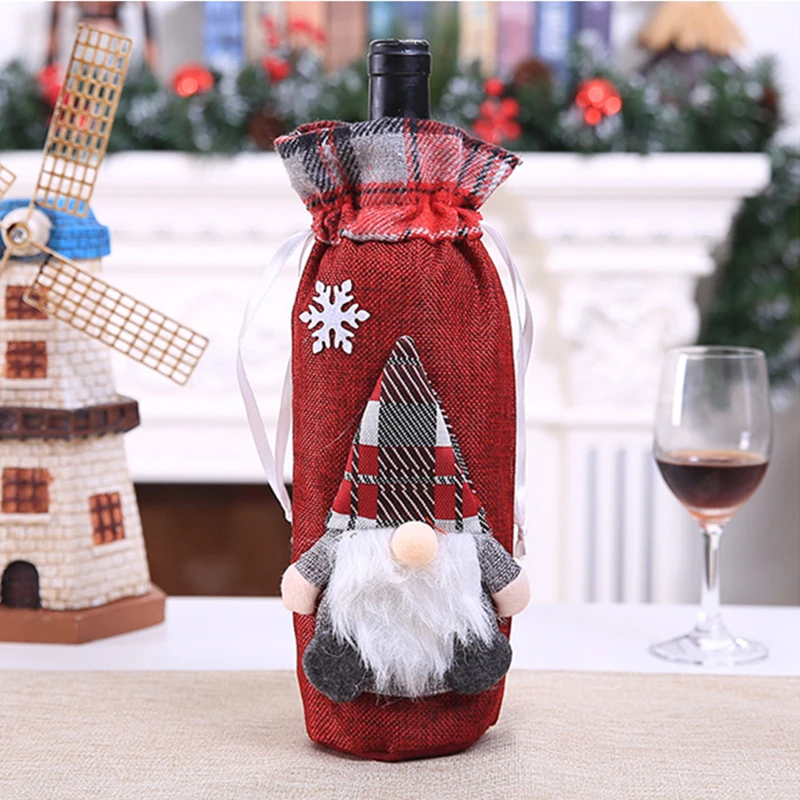 Рождественское украшение для домашнего стола блестки держатель пакета для вина красное Вино Шампанское крышка бутылки чехол Рождественский подарок сумки рождественские декорации - Цвет: Style A9