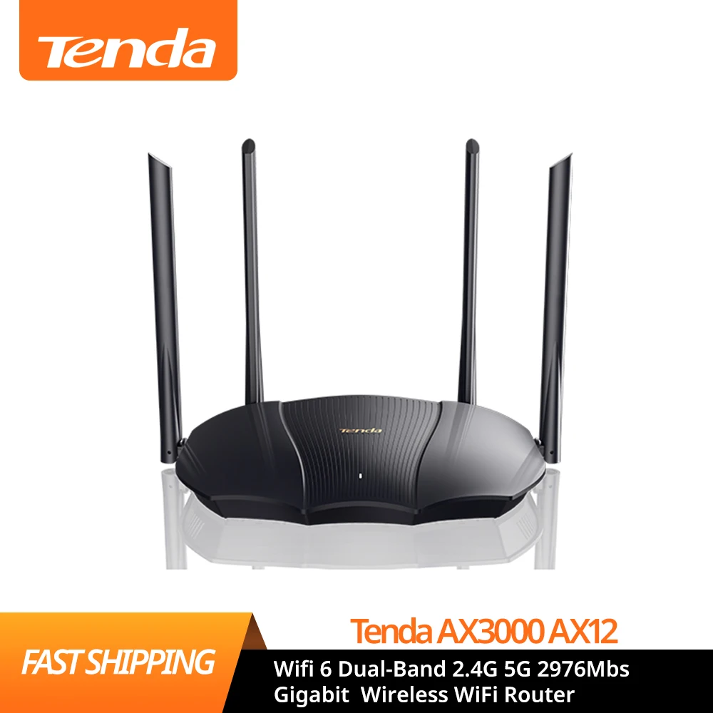 Беспроводной Wi-Fi роутер Tenda AX3000(AX12) гигабитный 6 двухдиапазонный 2 4G 5G 2976Mbs