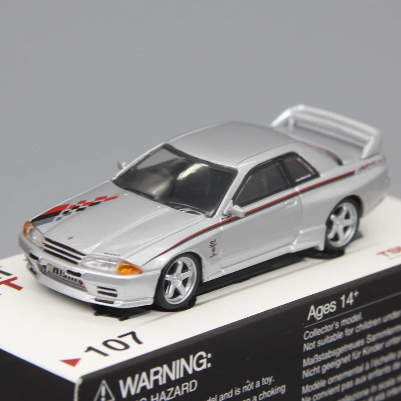 1:64 NISSAN SKYLINE GT-R R32 107 серебристого металла литья под давлением сплав игрушечные