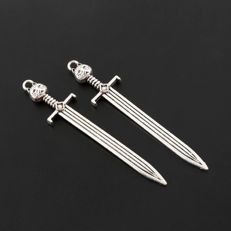 Silver Jewelry Silver Charm Silver Charms Metal Cross Charms Metal Charm Jewelry Charms 15pcs Silver Cross Sword Charm Connector Weapons Pendants DIY Handmade Men's Gift Jewelry Findings Accessorie