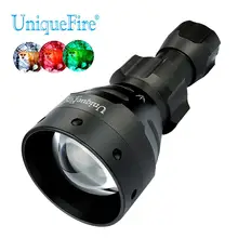 UniqueFire 1504 регулируемый светодиодный светильник-Вспышка водонепроницаемый масштабируемый 3 режима зеленый/красный/белый светильник фонарь для ночной езды и кемпинга