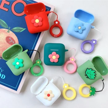 

Cute Flower Cover for QCY T8 Case Bluetooth Earphone Protect Bag Accessories Shockproof Portable Finger Ring Simple Style Decor