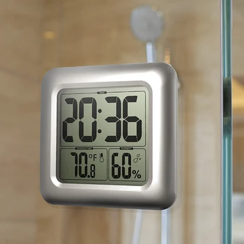 

Digital Bathroom Shower Clock Lcd Suction Cup Waterproof Shower Watches Temperature Humidity Meter Alarm For Kitchen Bathroom