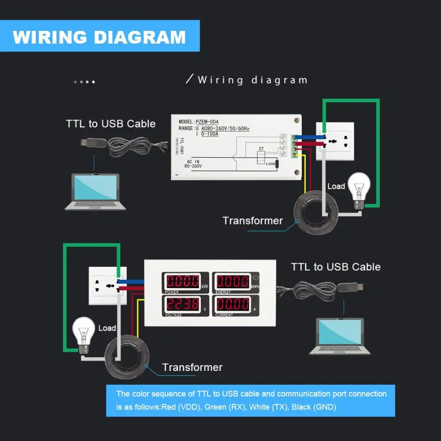 AC LED Multifunctional Current Voltage Power Energy Tester Monitor Multimeter Current Tester
