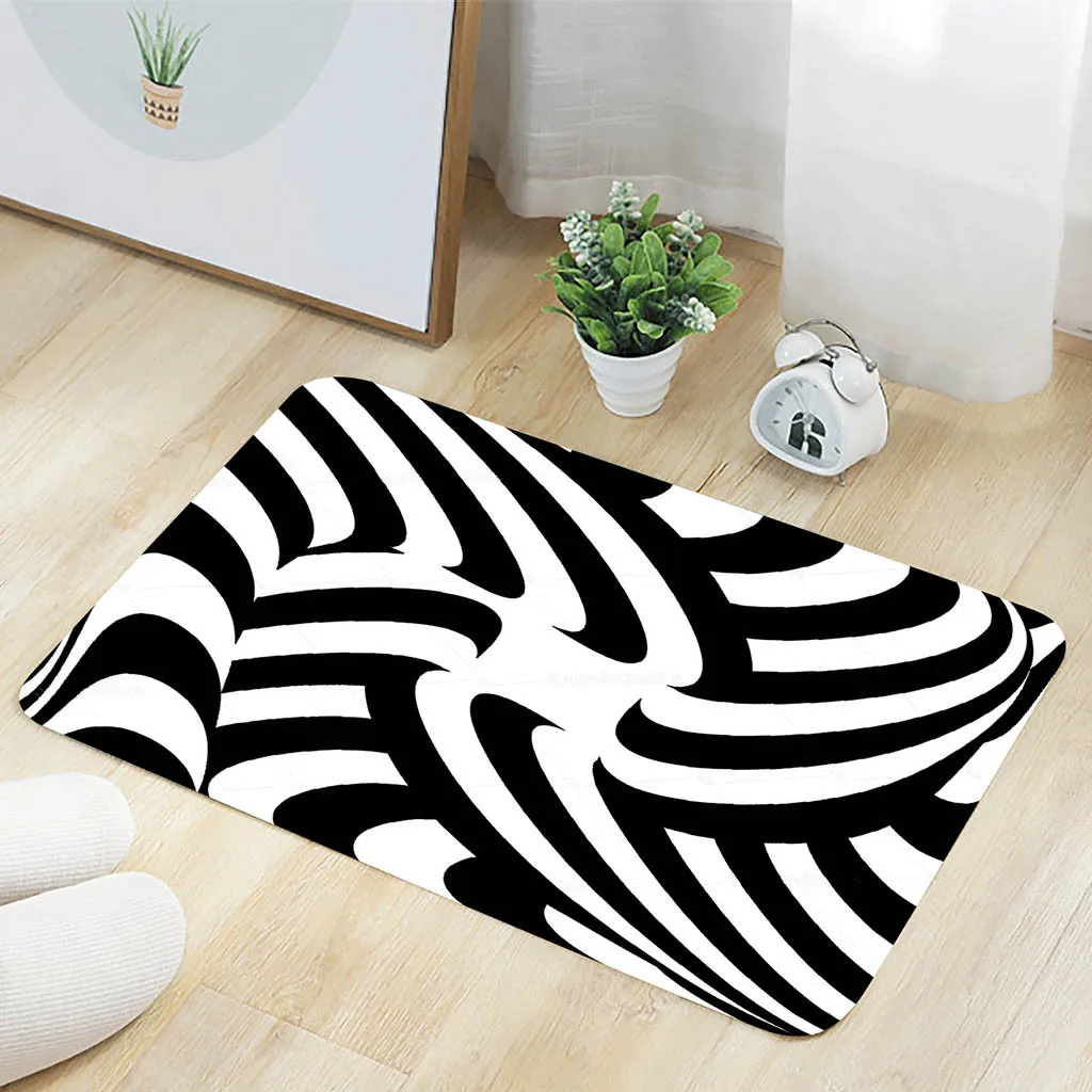 

40x60cm Geometric Vision Trap Visually Disordered Line Flannel Anti-slip Carpet Geometric Lines opensky shopping