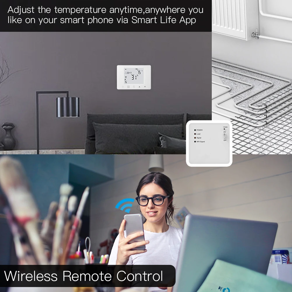 WiFi Smart Thermostat Wall-Hung Water Underfloor Heating Temperature Controller Work with Alexa Google Home