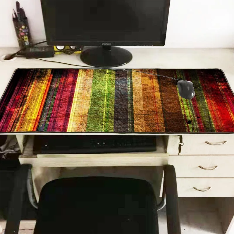 Mairuige Colorful Wood Large Gaming Mouse Pad Lockedge Mouse Mat Keyboard Mat Table Mat Desk Mat Fo