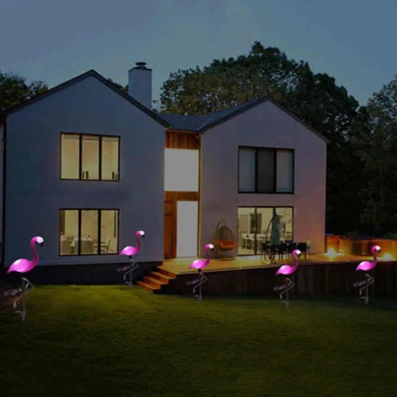 Солнечная энергия Розовый фламинго газон дектор сад Кол пейзаж лампа открытый светильник