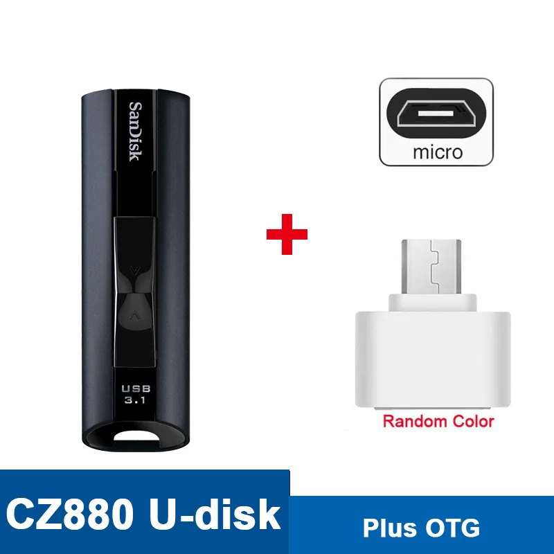 CZ880-Plus-OTG Sandisk флешка CZ880 Экстремальный PRO 128 ГБ USB 3,1 твердотельный флеш-накопитель 256 ГБ флеш-накопитель высокоскоростной 420 МБ/с./с usb-накопитель флешки - Цвет: CZ880-Plus-OTG