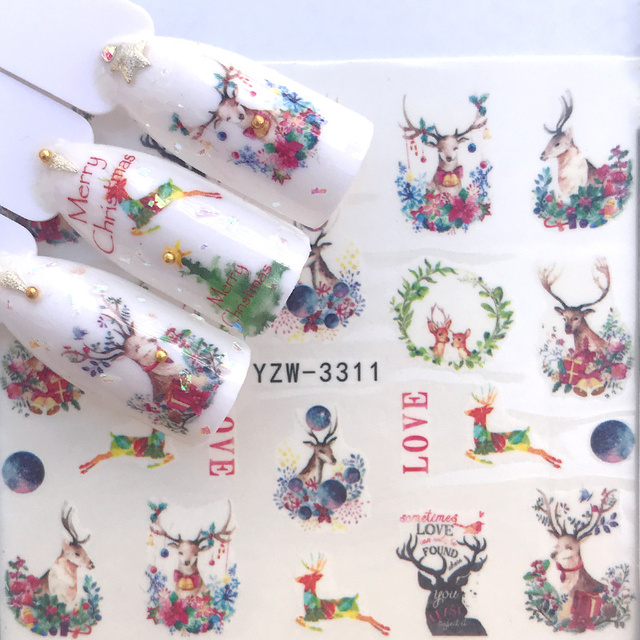 Sheet 2022 New Arrival Summer Beach Water Decal Xmas Sticker For Nail Pattern Painting Wrap Paper Foil Tip Tattoo Manicure
