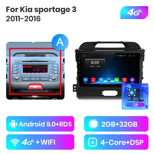 Junsun V1 2G+ 32G Android 9,0 для Kia sportage 3 4 2011- автомобильный Радио Мультимедиа Видео плеер навигация gps 2 din dvd - Цвет: 4G-WIFI 2-32GB-A