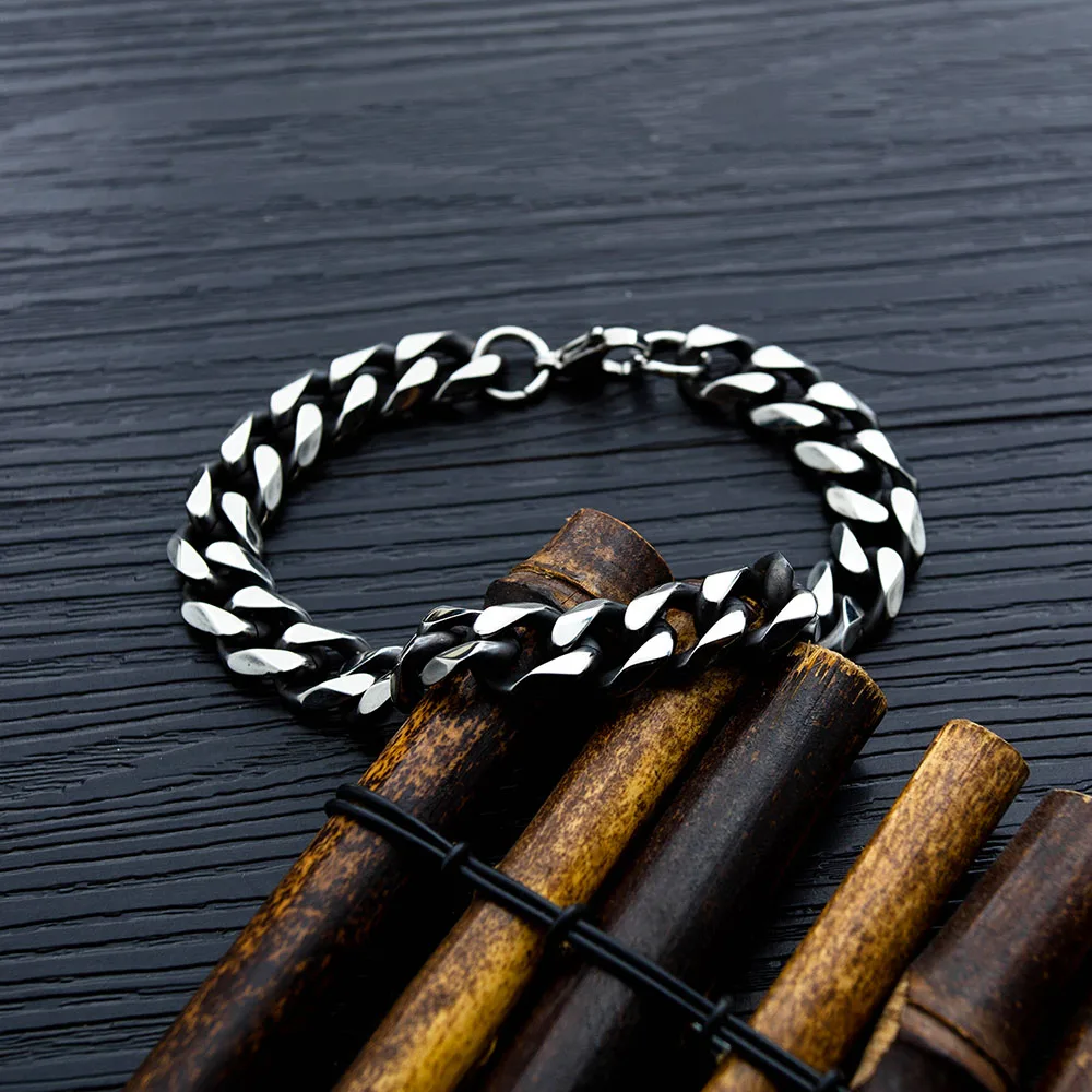 YiKLN Hiphop/Rock Titanium Stainless Steel Male Bracelets Bangles Punk Style Chain& Link Bracelet Jewelry For Boy YOGS1017