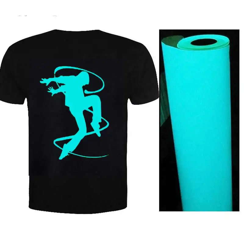 

Glow in dark heat Transfer Vinyl blue color HTV Vinyl Iron on transfer for T shirts heat press decor film easy to cut weed vinyl