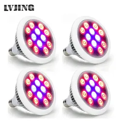 4PCS 24W Full Spectrum Plant Grow Led Light Bulbs for Seeds Hydro Flower Greenhouse Veg Indoor Garden E27 Phyto Growbox