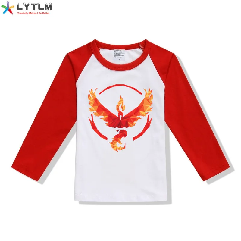 LYTLM футболка «Pokemon Go» для маленьких мальчиков и девочек, Garcon TEAM VALOR, Детские рубашки для мальчиков, модельная футболка для маленьких девочек, футболка с длинными рукавами для девочек - Цвет: CX Raglan Red