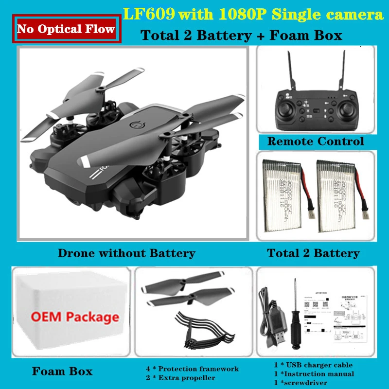 B2-5MP Single Camera LF609 RC Квадрокоптер с камерой складной Дрон 4K Высота удержания Квадрокоптер 18-25 минут время полета Дрон VS E58 GD89 SG901 SG106 - Цвет: B2-5MP Single Camera