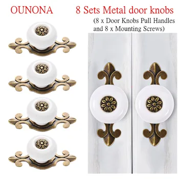 

OUNONA 8pcs Cabinet Knobs And Handles Metal Cupboard Drawer Pulls Kitchen Cabinet Door Wardrobe Handles Hardware Retro Style