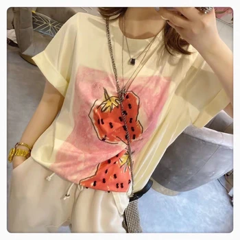 

2020 Luxury G Family Ladies Loose Casual Graffiti Half-sleeved Summer Top White Simple Short-sleeved T-shirt Harajuku Modis