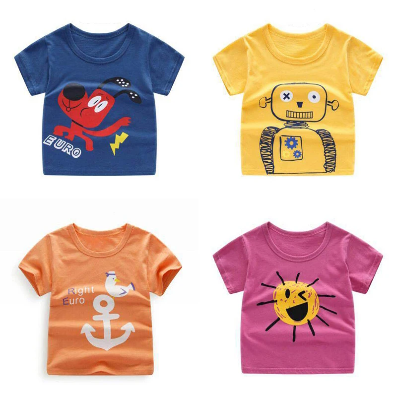 

Baby Boys Girls Summer T-shirt Kid Cartoon Animal dog Top Tee T Shirt Tshirt Size 2 3 4 5 6 7 8 9 Year Children Cotton Clothing