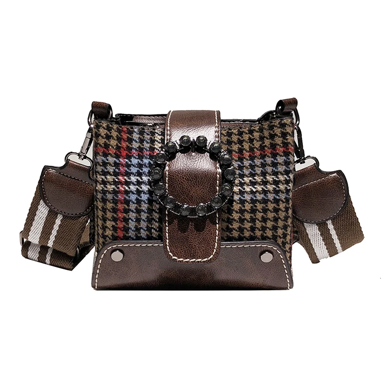 

Fashion houndstooth woolen ladies shoulder bag Messenger bag female shirt women's fashion small square bag female designer