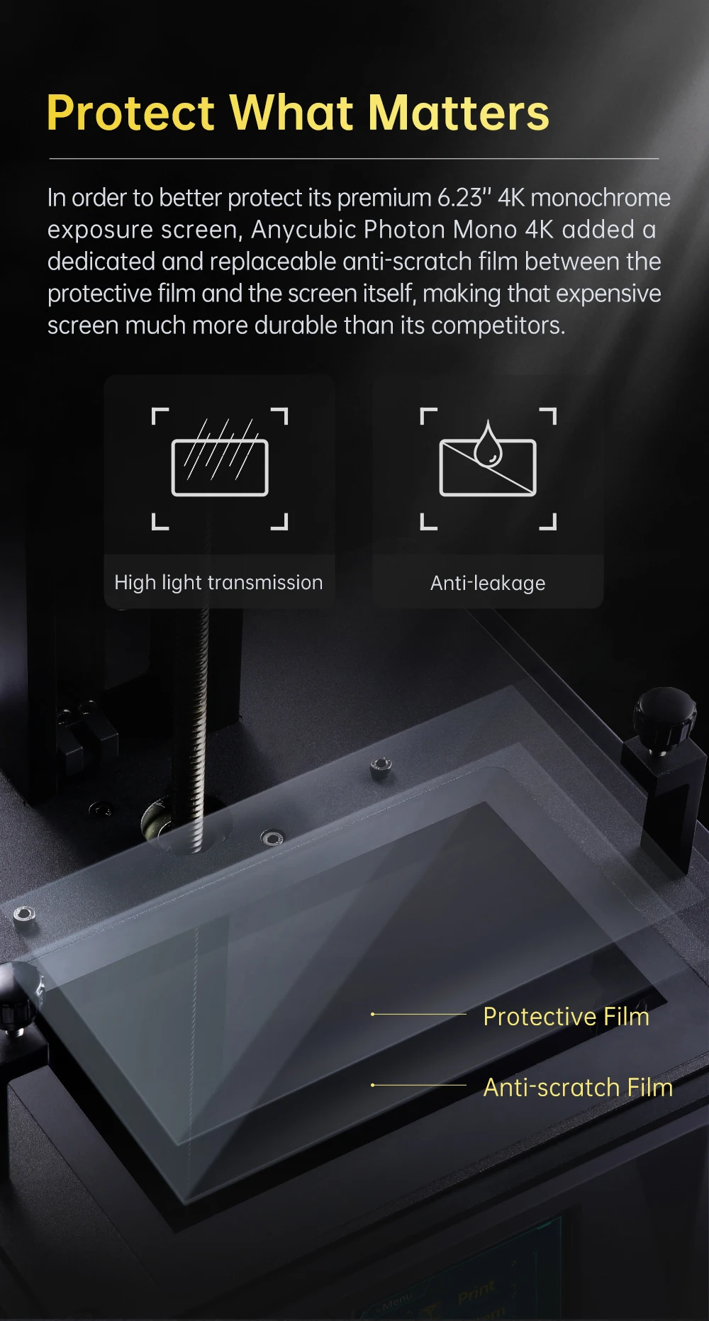 ANYCUBIC Photon Mono 4K New Upgrade High-Speed SLA LCD UV Resin 3D Printer Equiped With 6.23" 4K Monochrome Screen, 132*80*165mm 3 d printer