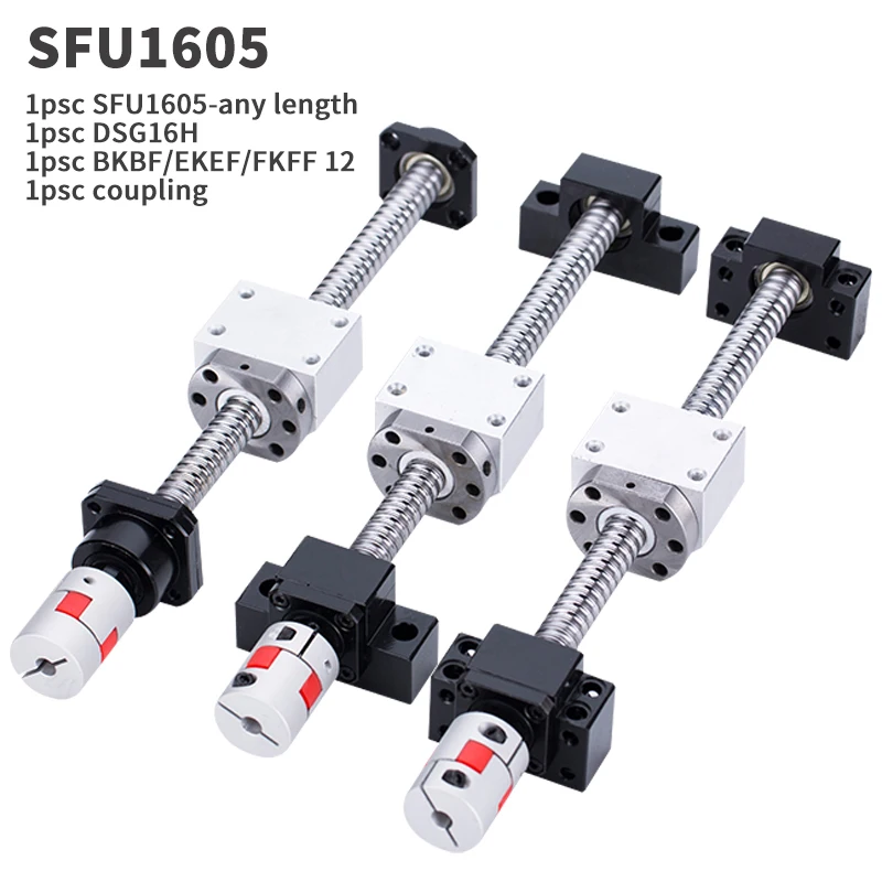 

ball screw SFU1605 set SFU1605 rolled C7 with end machined+1605 ball nut+nut housing+BKBF/EKEF/FKFF12 end support+coupler RM160