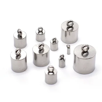 

10pcs/lot Stainless Steel Round Cord End Cap with 1.5 2 2.5 3 4 5 6 7 8 9 10mm Inner Hole Fit DIY Leather Bracelets Jewelry Make