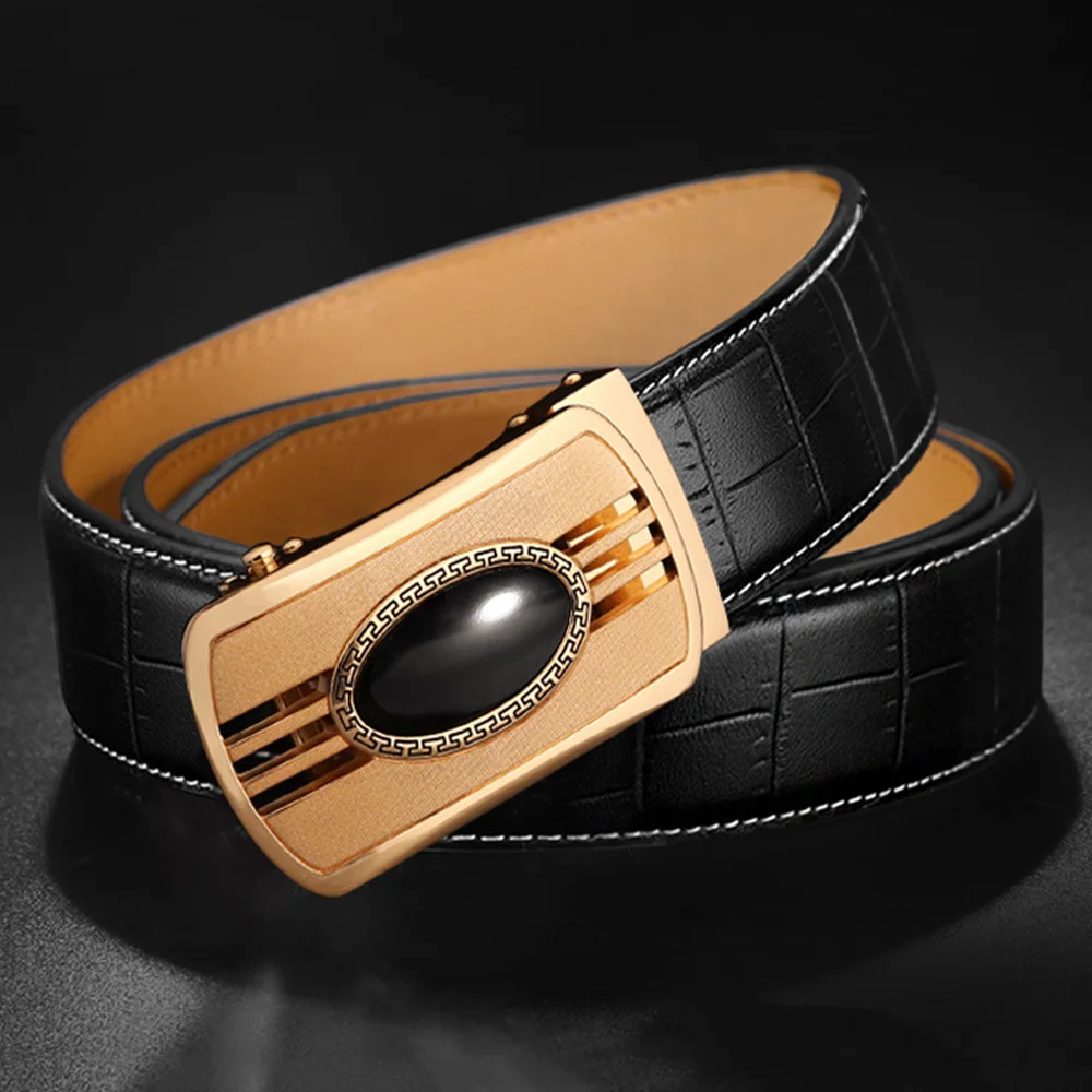 Black Gold Buckle FAJARINA дизайн золотые автоматические пряжки для отдыха стили натуральной кожи ремень для мужчин бизнес ремни Charmming Man ZDFJ327 - Цвет: Black Gold Buckle