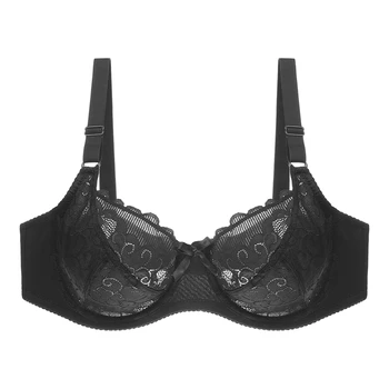 

Sexy Lace Perspective Bra Underwire Lace Embroidery Floral Bralette Plus Size E Cup Underwear Lingerie Intimates