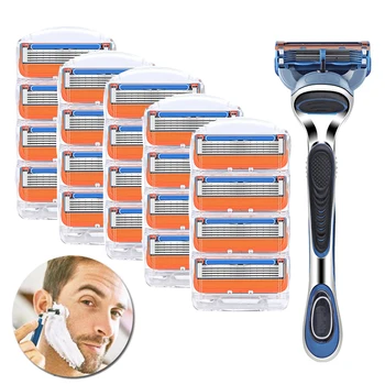

Men's razor Fusion 5 razor razor, manual razor trimmer blade holder blade + 1 razor handle blue orange