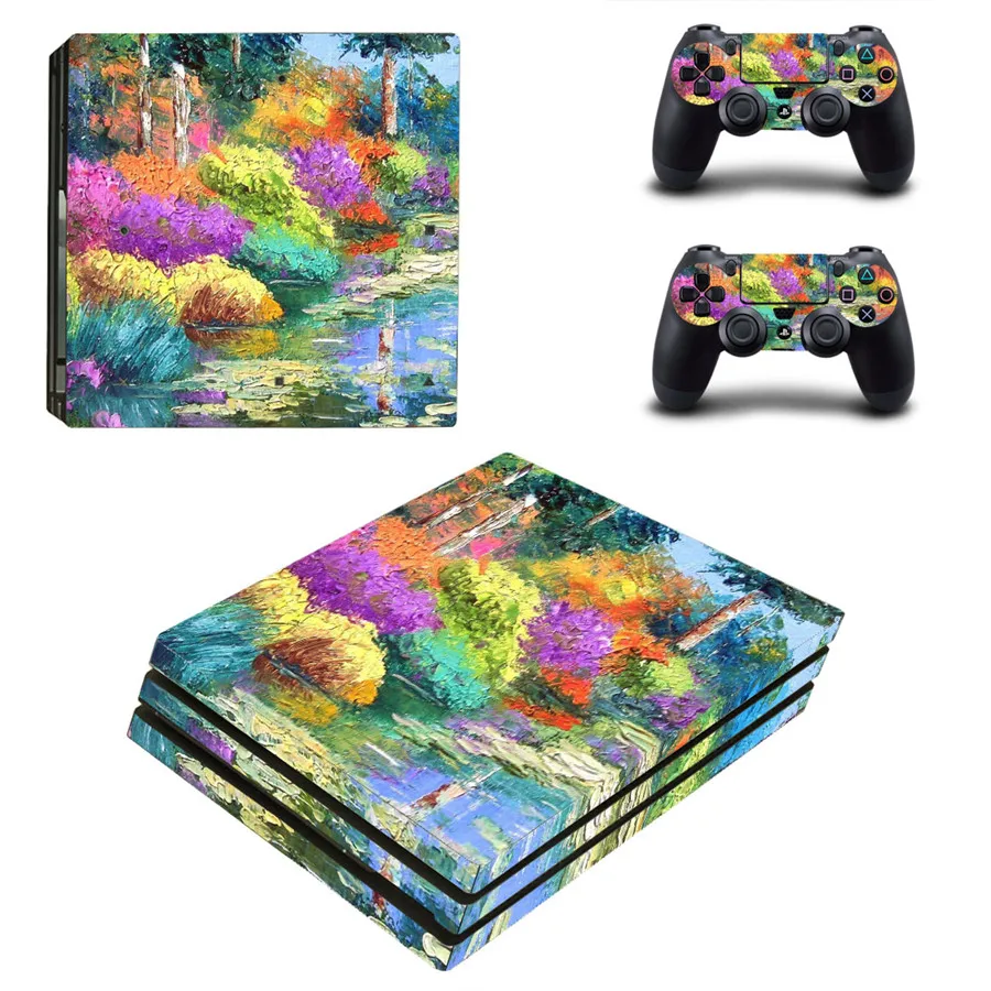 Oil Painting Style Skin Sticker for PS4 Pro PlayStation 4 Pro Console & Controllers Decal Vinyl Skins Accessories Style 18