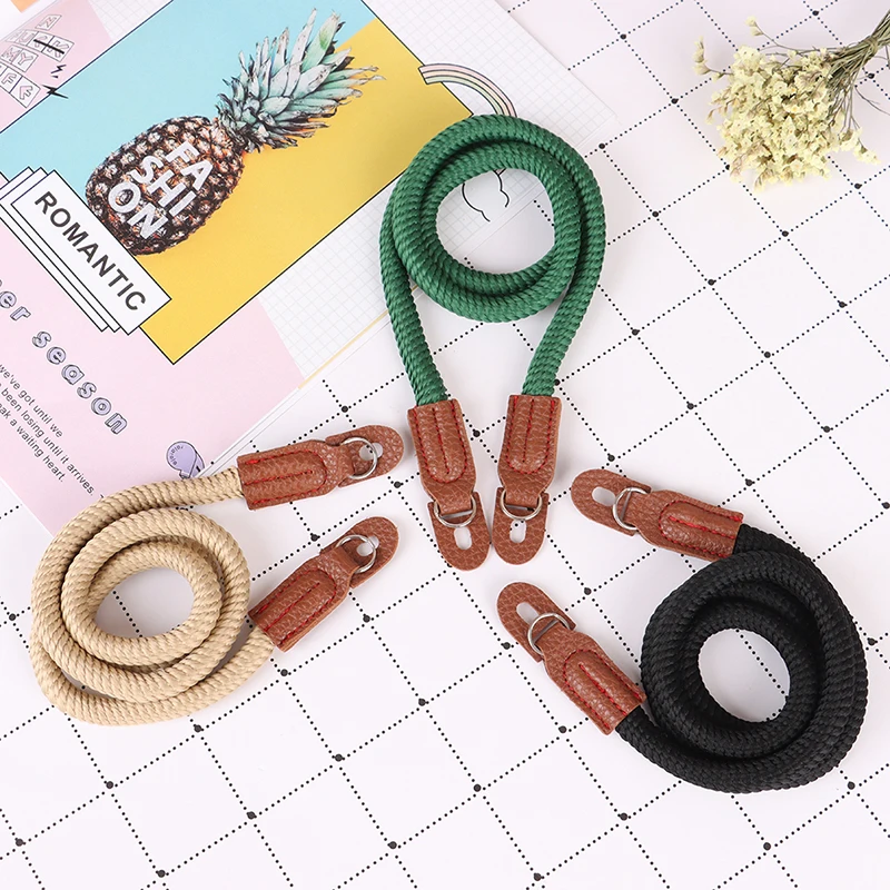 1pc Camera Neck Strap Vintage Shoulder Strap Leather Wrist Lanyard Cotton Rope