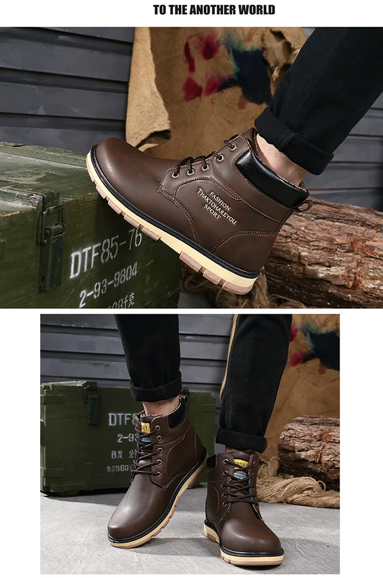 Лидер продаж; Новейшая модель; теплые зимние ботинки для мужчин; Высококачественная износостойкая повседневная обувь из искусственной кожи; модные мужские ботинки для работы