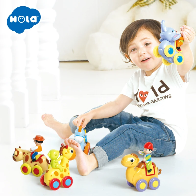 HOLA TOYS 366X1 шт. Игрушки для малышей фигурка оттяните назад автомобильная игрушка из мультфильма толчок и Go трение питание звери, машинки забавные игрушки