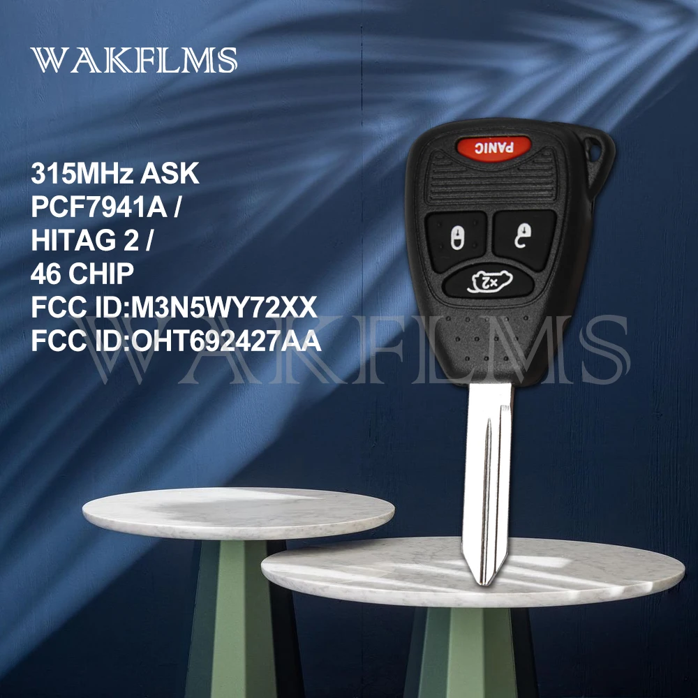 4 Buttons 315MHz ID 46 Remote Car Key For Chrysler 200 Sedan 300 PT Cruiser Sebring M3N5WY72XX OHT692427AA No Mark | Автомобили и