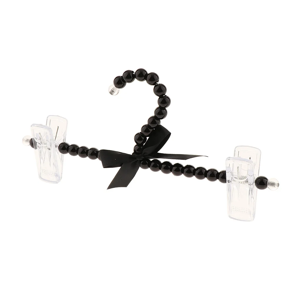 Luxury Imitation Pearl Beaded Clothes Hanger Decorative Pants Trousers Clothes Hanger with 2 Clips Non Slip Cloth Hangers