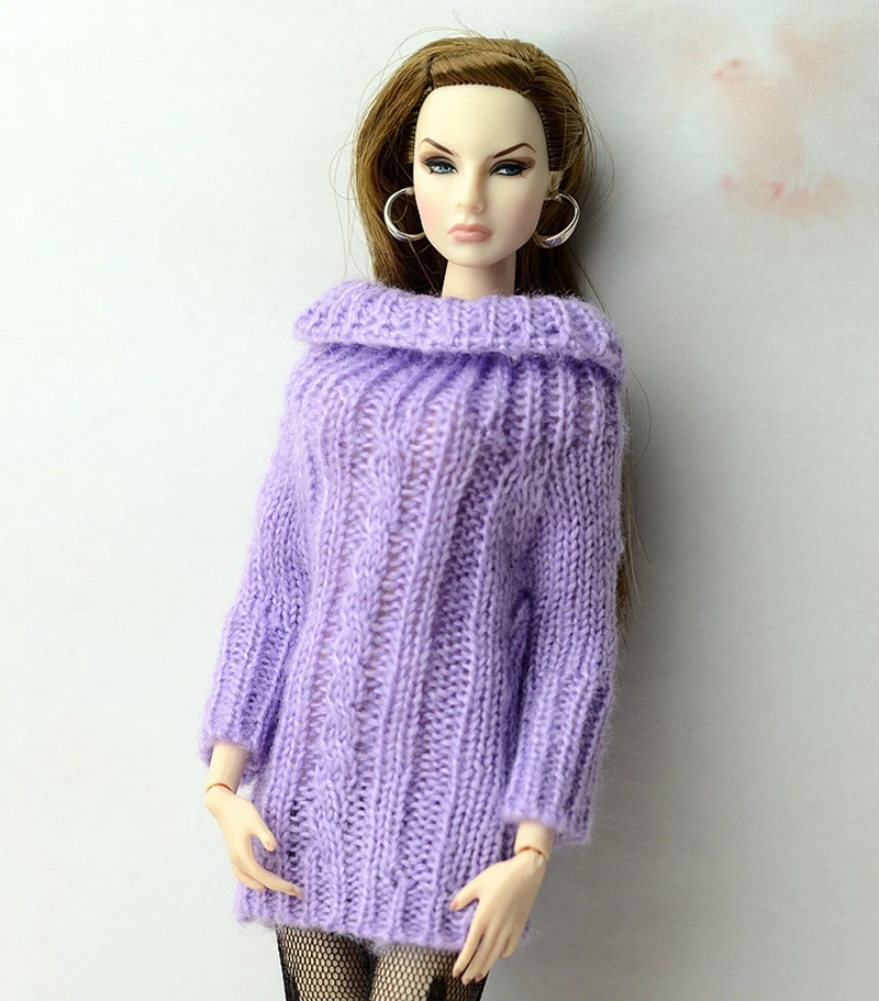 

Fashion Doll Clothes Off-the-shoulder Sweater Handmand Wool Dress For 1/6 BJD Dolls Accessories Girls Clothess Toys For Children